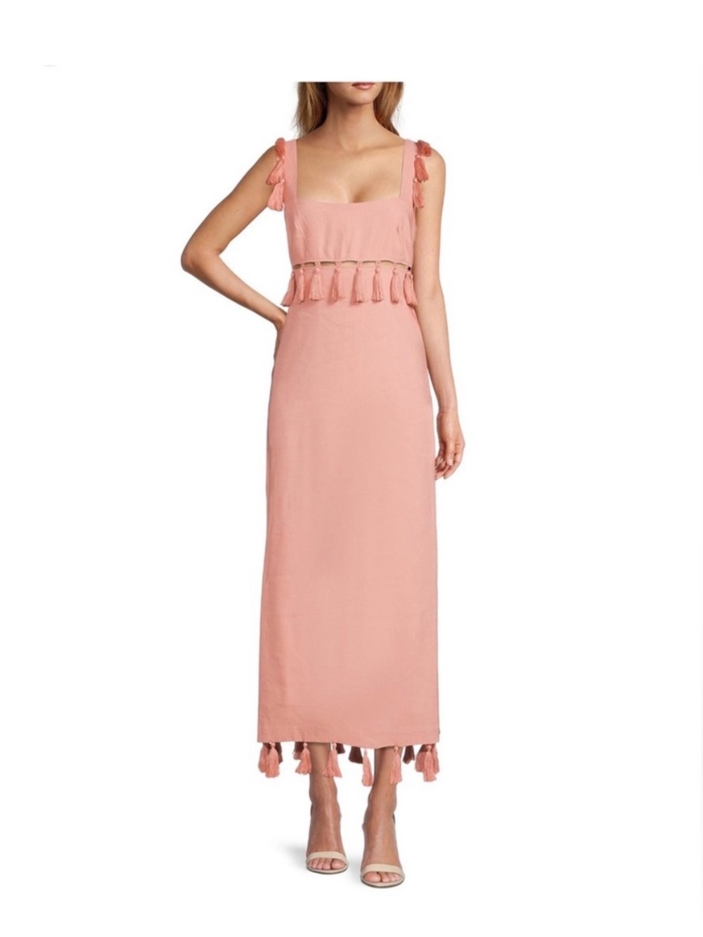 ANTONIO MELANI Peach Tassel Off-Shoulder Maxi Dress - Picture 7 of 9
